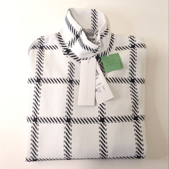 NWT$750 Stella McCartney White Black Plaid Compact Turtleneck Top Sweater - Picture 2 of 14